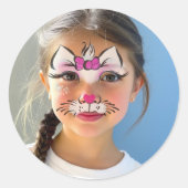 Cat Makeup Classic Round Sticker (Devant)