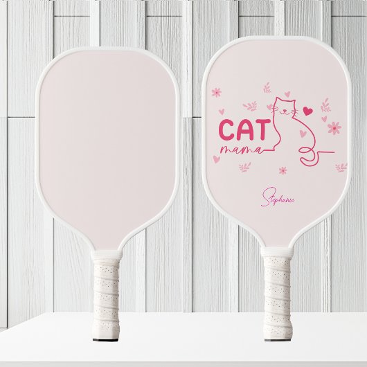 Cat Mama Gepersonaliseerd-Roze Schattige Cat Desig Pickleball Paddle