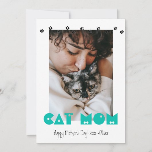 Cat mama | Pawprinters | Aangepaste Moederdag Feestdagenkaart (Voorkant)