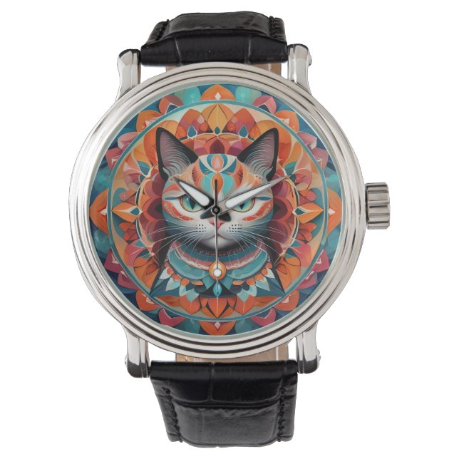 Cat Mandala Horloge (Voorkant)