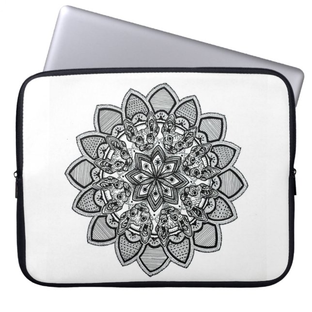 CAT MANDALA-laptophoes Laptop Sleeve (Voorkant)