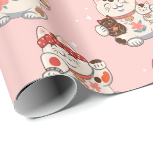 Cat Maneki Neko Pattern Cadeaupapier (Rol Hoek)