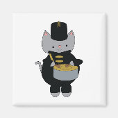 Cat Marching Band Snare Drum Zwart Goud Magneet (Voorkant)