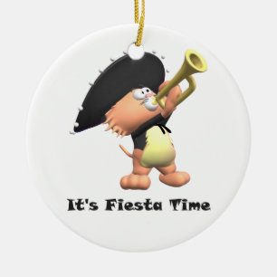 Cat Mariachi Black Fiesta Time Keramisch Ornament