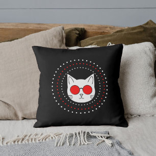 Cat Mascotte Zonnebril Grappig Cool Schattige Rood Kussen