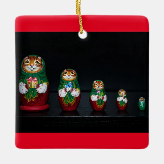 Cat Matryoshka keramisch Ornament (Voorkant)