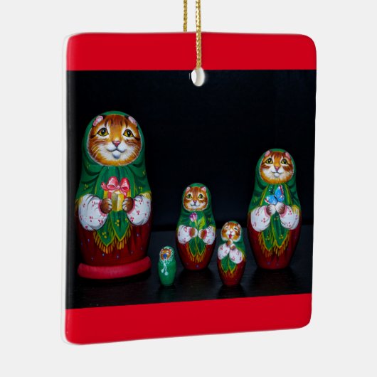 Cat Matryoshka ornement en céramique de Noël (Droite)