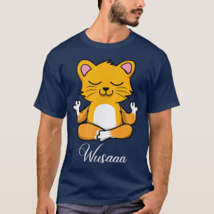 Cat meditation sunflower Breathe Deep wusaaa calm T-shirt