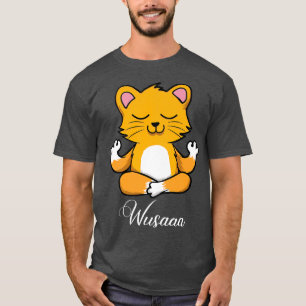 Cat meditation sunflower Breathe Deep wusaaa calm T-shirt