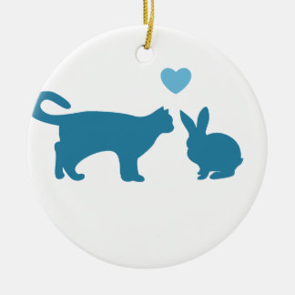 Cat Meets Bunny Keramisch Ornament