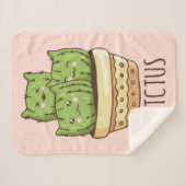 Cat Meets Cactus Sherpa Deken (Voorkant (horizontaal))