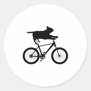 Cat meh Riding Bicycle Funny Ronde Sticker