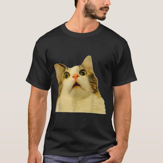 Cat Meme Shock Cat Face Funny Meme Cat Silly Gift T-shirt (Voorkant)