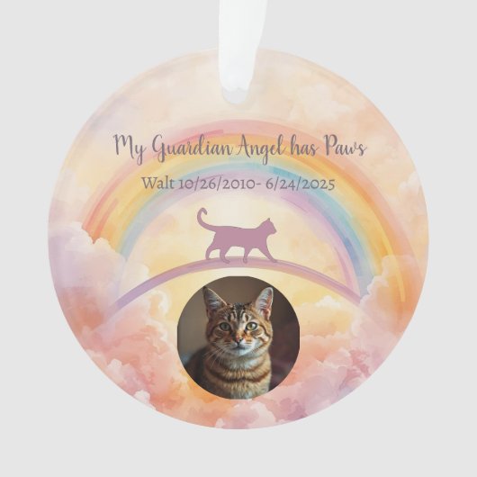 Cat Memorial Acrylic Ornament Rainbow Bridge (voorkant)
