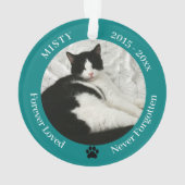 Cat Memorial Forever Loved Pet Photo Ornament (achterkant)
