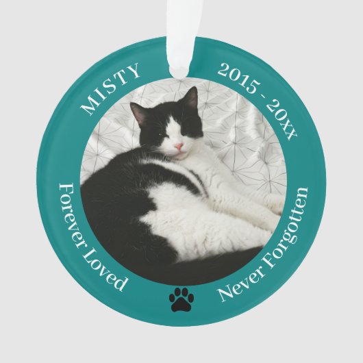 Cat Memorial Forever Loved Pet Photo Ornament (voorkant)