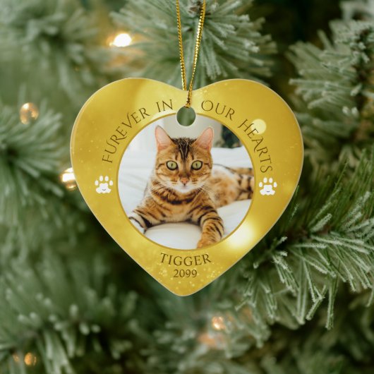 Cat Memorial FUREVER IN ONZE HARTS Foto Keepomwill Keramisch Ornament (Boom)