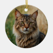 Cat Memorial Sympathy Aangepaste foto en tekst Keramisch Ornament (Voorkant)