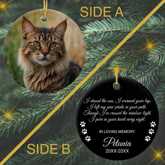 Cat Memorial Sympathy Aangepaste foto en tekst Keramisch Ornament