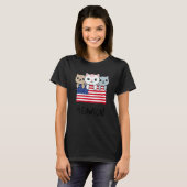 Cat Meowica Independence Day Patriot USA Flag T-shirt (Voorkant volledig)