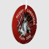 Cat MEOWY CHRISTMAS 2 Foto Red Ornament (voorkant)
