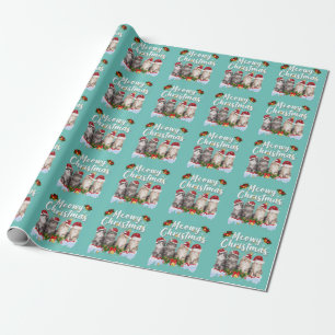 Cat Meowy Family Matching Kerstpyjama Santa Cadeaupapier
