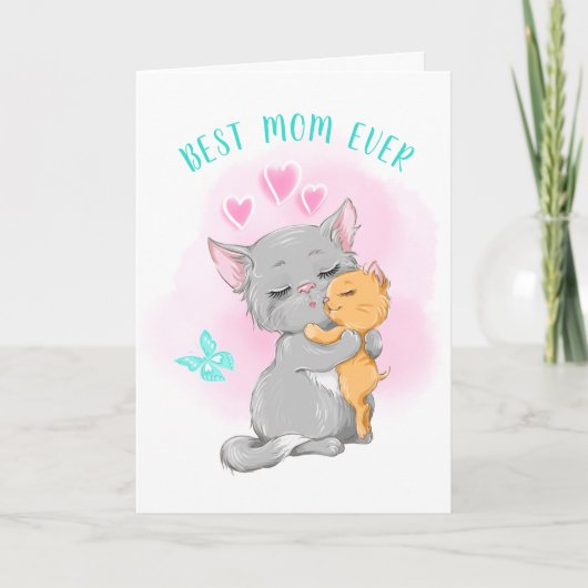 Cat mère carte postale meilleure mère jamais heure (Devant)