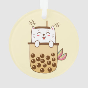 Cat Mermaid Boba Milk Tea Ornament