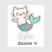 Cat Mermaid Schattige Girly Script Meowmaid Purmai Sticker (Vel)