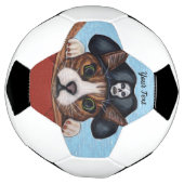 Cat met cared look in Pirate Pet Hangen op boot Voetbal (Gedraaid)