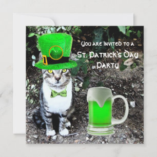 CAT MET GROENE IRISH BEER ST PATRICK'S DAY PARTY KAART
