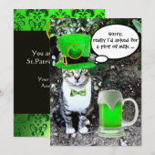 CAT MET GROENE IRISH BEER ST PATRICK'S DAY PARTY KAART (Voorkant / Achterkant)