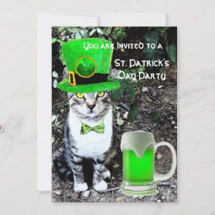 CAT MET GROENE IRISH BEER ST PATRICK'S DAY PARTY KAART