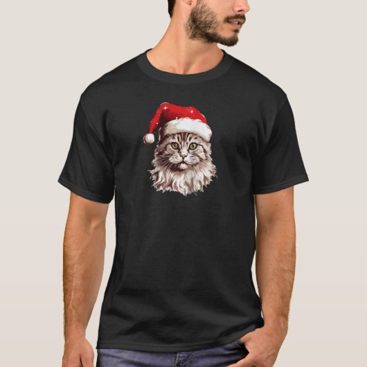 Cat met Santa Hat Raglan Baseball T-shirt (Voorkant)
