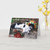 CAT MET Vaderdag PET HARLEQUIN Kaart (Gele Bloem)