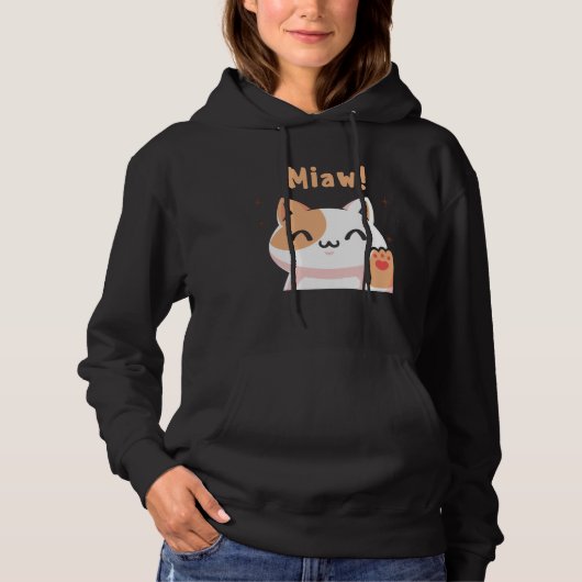 Cat Miaw-Kat-Cute Cat-Funny Hoodie (Voorkant)