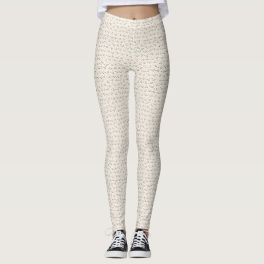 Cat Microprint Leggings – Soft Beige (Voorkant)