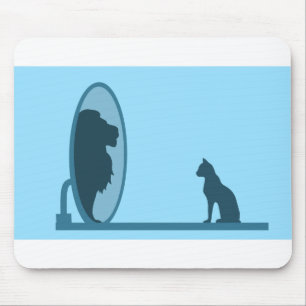 Cat Mirror Lion Reflection Confidentie Motivatie Muismat