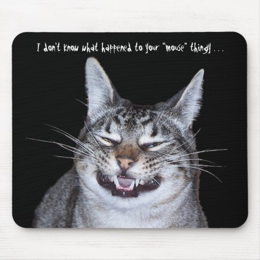 Cat "Missing Mouse" Mousepad Muismat (Voorkant)