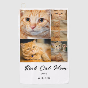 Cat Mom 7 Photo Collage Golf Serviette