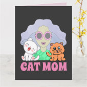 CAT MOM ART FILLE CARTE D'ANNIVERSAIRE ADAPTÉE 4 F (Fleur jaune)