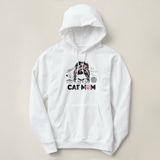 "Cat Mom" Grappige Schattigee Kattenliefhebber Vro Hoodie (Design voorkant)