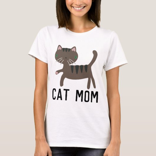 CAT MOM, GRAY CAT T-Shirts (Voorkant)