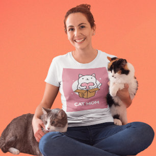 CAT MOM PINK T-SHIRTS CUTE LADIES T-SHIRTS
