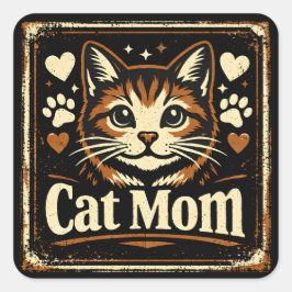 Cat Mom – Proud Feline Mother Love Vierkante Sticker