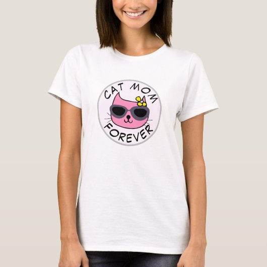 Cat Mom - rond (licht) T-shirt (Voorkant)