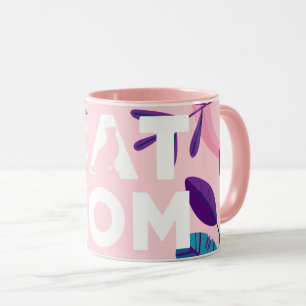 CAT MOM, roze Mok en bladeren