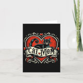 Cat Mom Tattoo Style Funny Tattoo Art Cat Kaart (Voorkant)