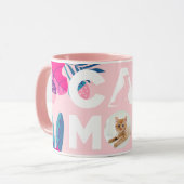 CAT MOM, Votre Photo, Fleurs Roses & Mug Feuille (Devant gauche)
