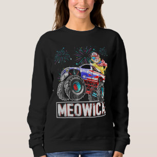 Cat Monster Riding Truck American Flag Plus Size G Trui